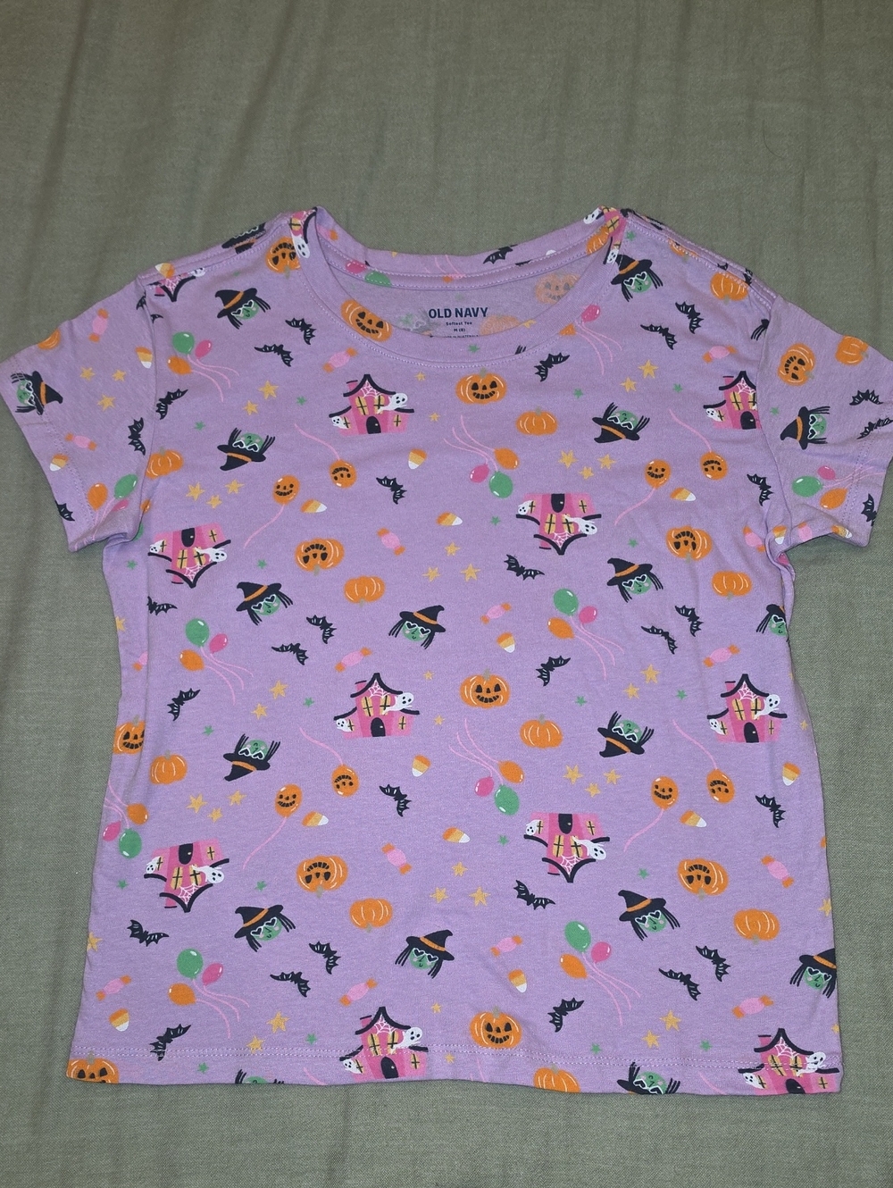 Old Navy Softest Tee Girls Halloween Print Tee Size Medium Like New